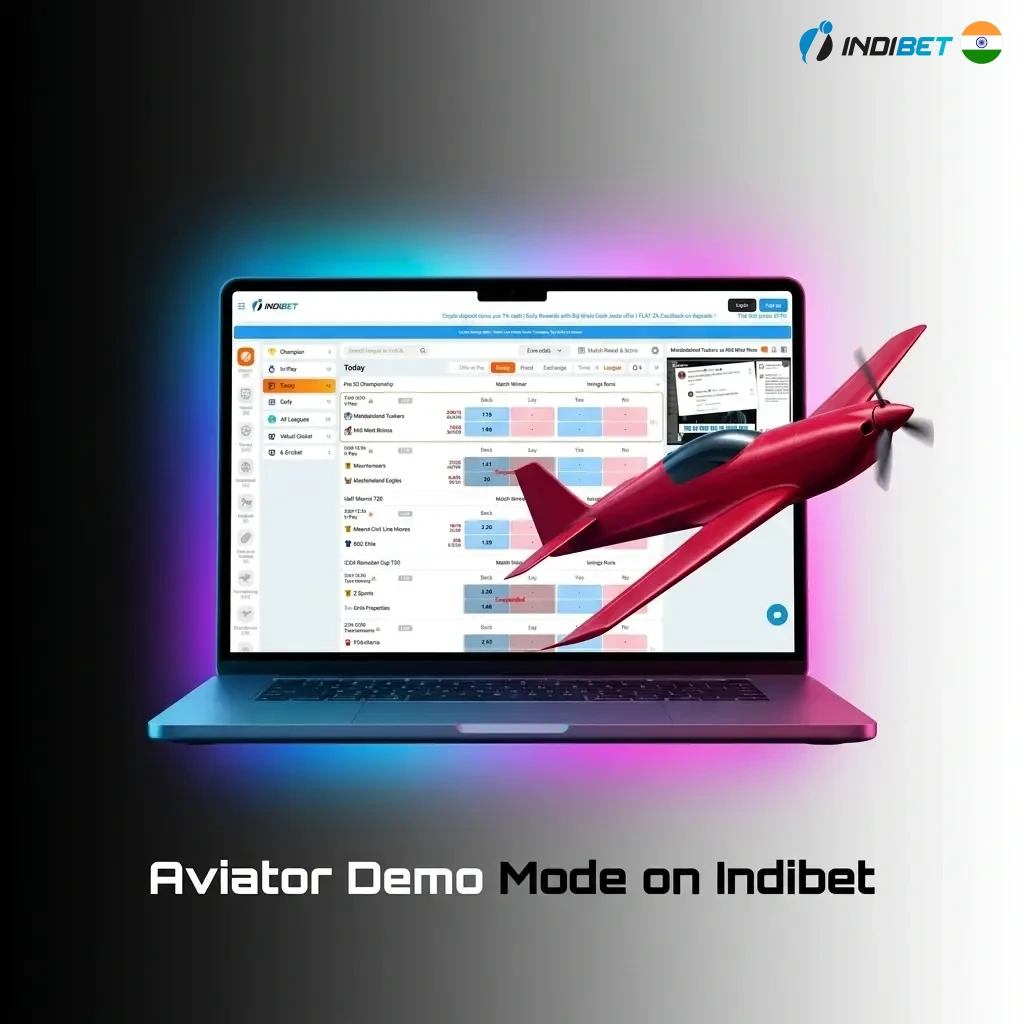 Aviator demo mode on Indibet letting players practice crash game with virtual credits risk-free before real money play