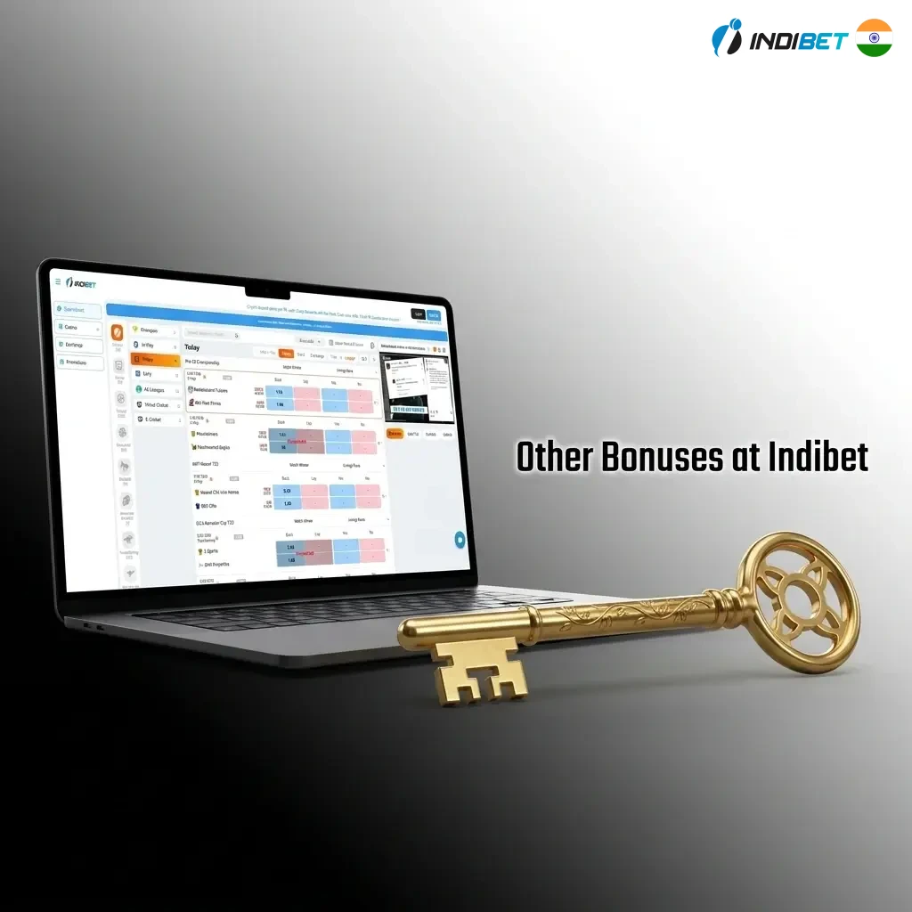 Indibet bonuses including reload, cashback, sports promotions, casino offers, and referral rewards for new and existing players